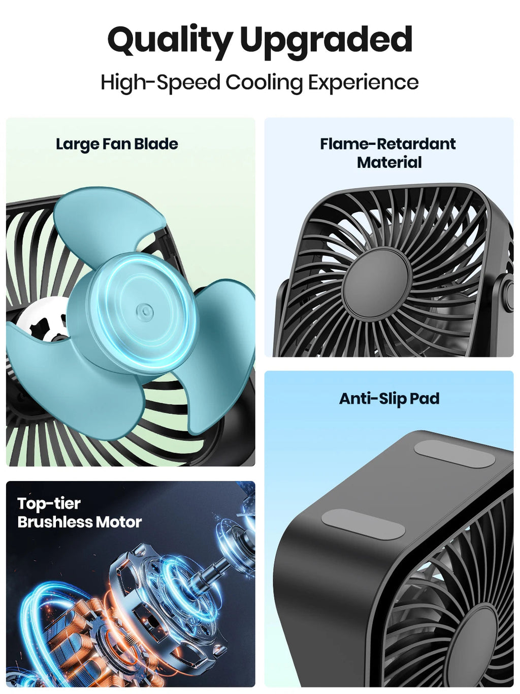 TOPK 4Inch USB Mini Portable Fan for Camping,3 Speeds Quiet Desk Table Personal Fan,360°Adjustment Standing Fans for Room Home TechVisio