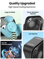 TOPK 4Inch USB Mini Portable Fan for Camping,3 Speeds Quiet Desk Table Personal Fan,360°Adjustment Standing Fans for Room Home TechVisio