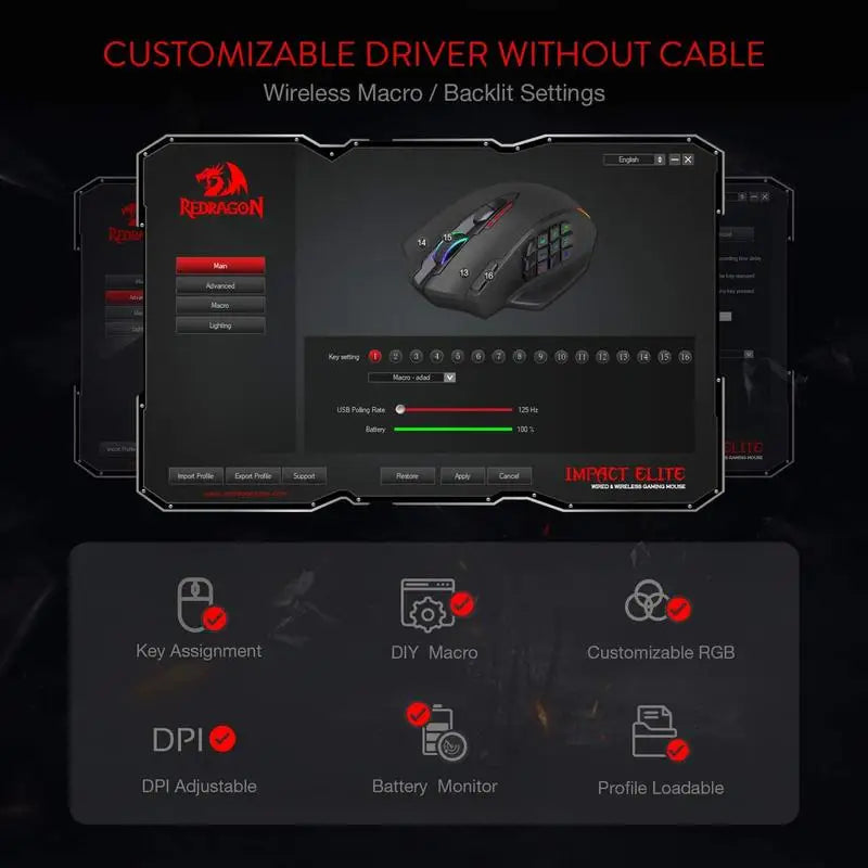 Redragon M913 – 16000 DPI Wireless RGB Gaming Mouse