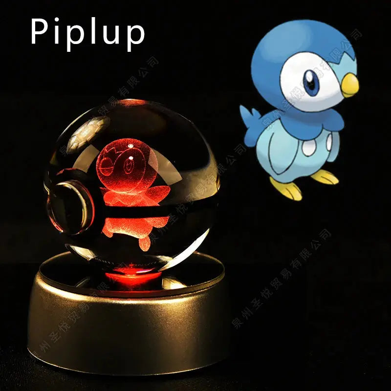 Boule de Cristal Pokémon 3D LED – 36 Personnages, Socle Lumineux, Cadeau TechVisio