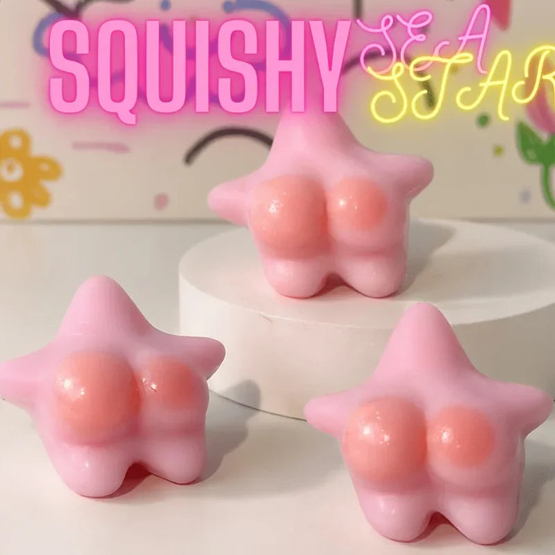 Pink starfish TABA pinch music, funny starfish shape Taba pinch toy, cute star ass squeeze toy, kawaii novelty shape Pop Fidget decompression toy, suitable for adults, teenagers, students, office workers use, EDC pocket carry TechVisio