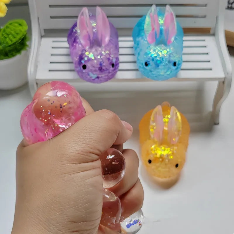 Datgo Anti-Stress-Glitzer-Squishy-Kaninchen – TPR langsamer Rückprall, sensorisches Spielzeug für Kinder & Erwachsene