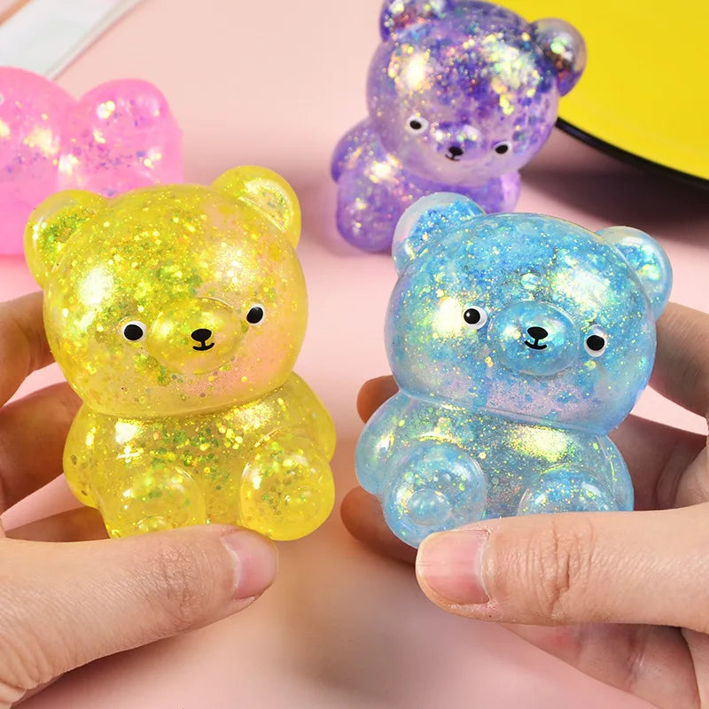 Squishy ours gummy pailleté anti-stress – couleur aléatoire, lot de 1, 2 ou 3
