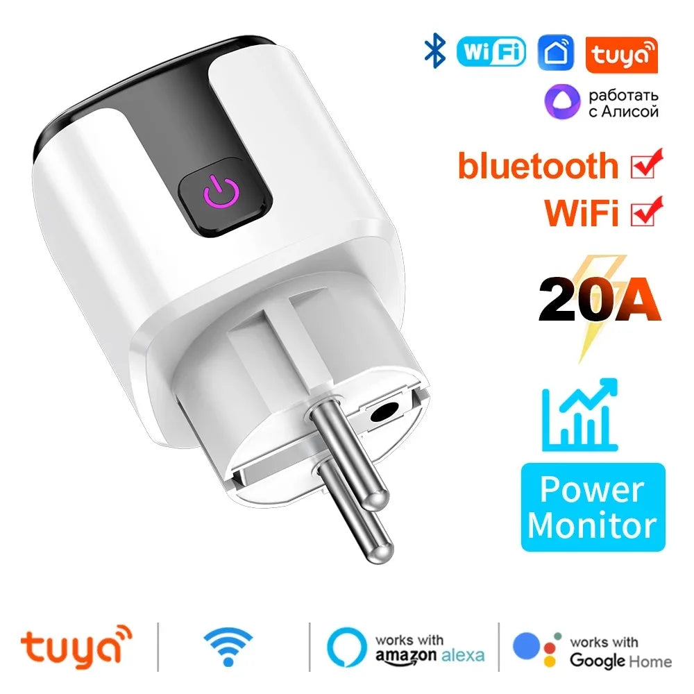 Tuya 20A WiFi+BT Smart Plug – 20A | Energy Monitoring | Alexa Google Home