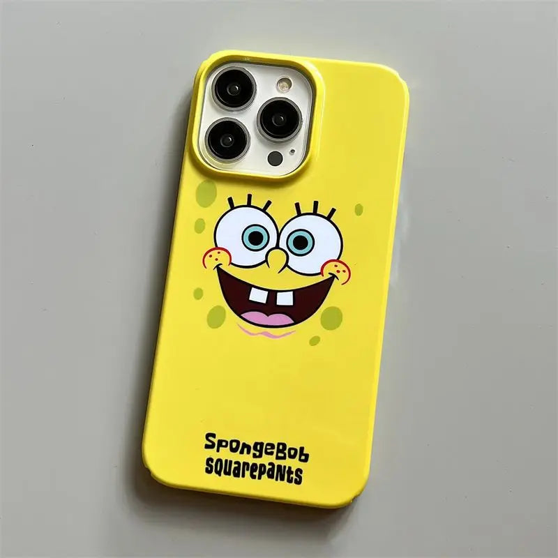 Anime SpongeBobs Cool Phone Case for iPhone 16 15 14 13 12 11 Pro Max XS XR XSMax 6 7 8 Plus Glossy HD Hard PC Cover TechVisio