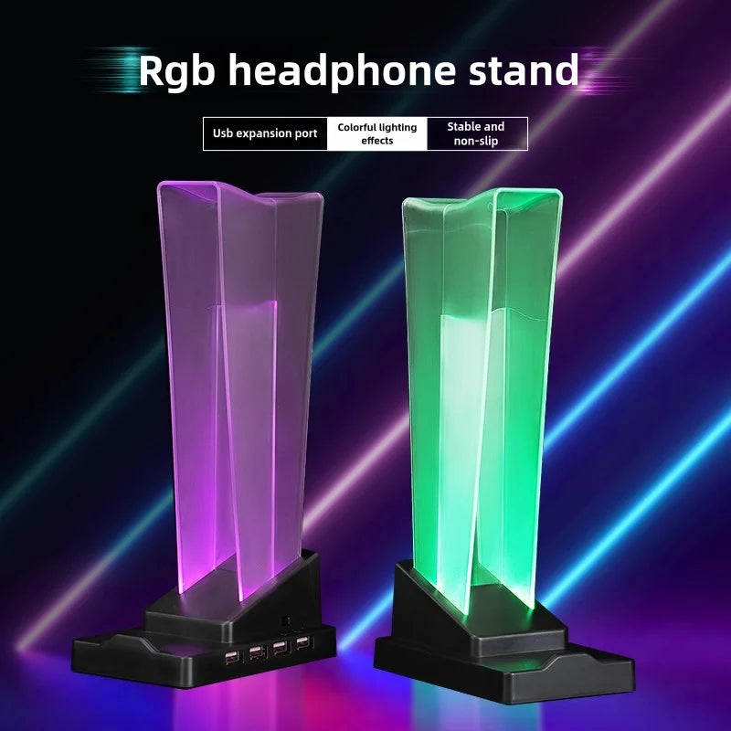 ITLY A12 D2 PRO Gaming Headset Stand – RGB | USB Hub | LED Screen | Transparent