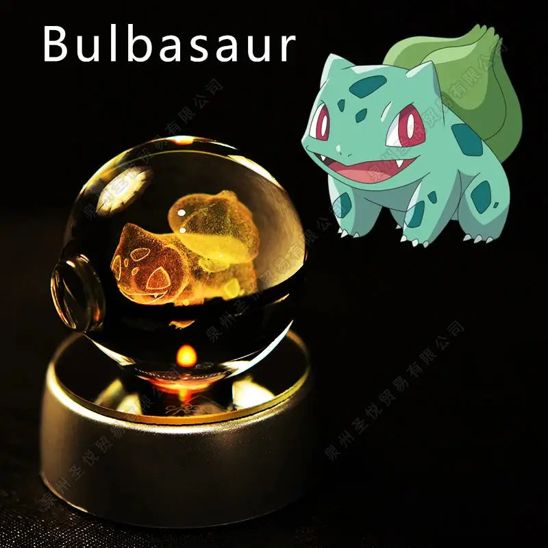 Boule de Cristal Pokémon 3D LED – 36 Personnages, Socle Lumineux, Cadeau TechVisio