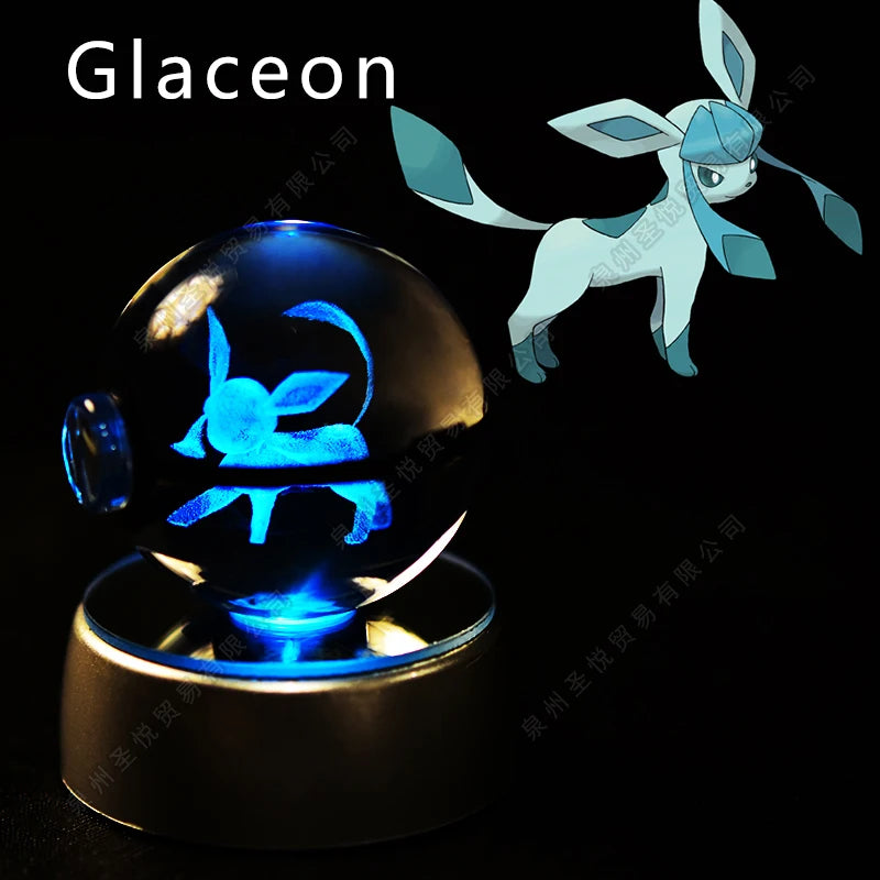 Boule de Cristal Pokémon 3D LED – 36 Personnages, Socle Lumineux, Cadeau