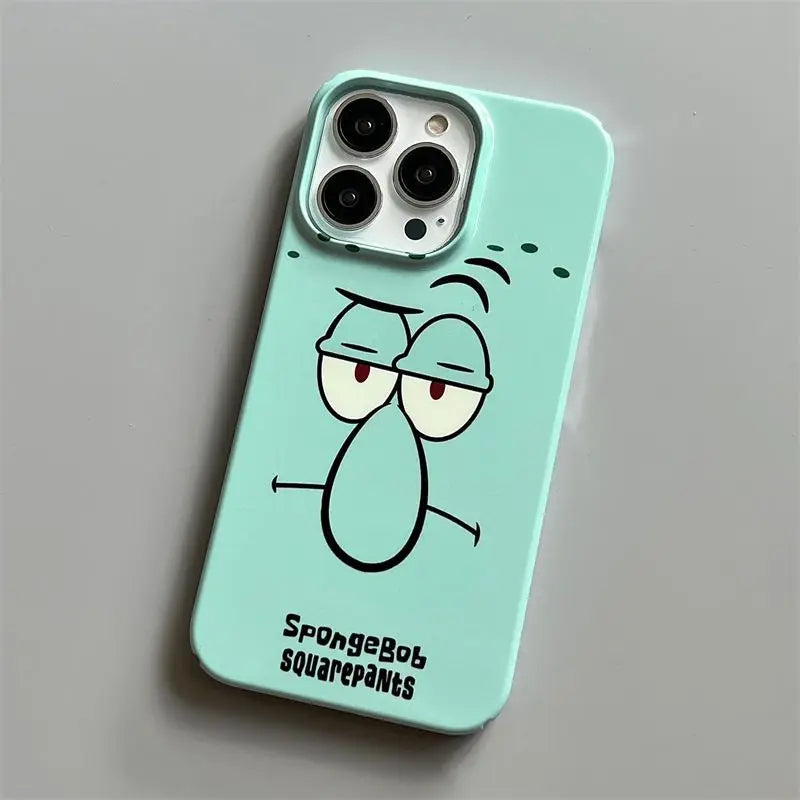 Anime SpongeBobs Cool Phone Case for iPhone 16 15 14 13 12 11 Pro Max XS XR XSMax 6 7 8 Plus Glossy HD Hard PC Cover TechVisio