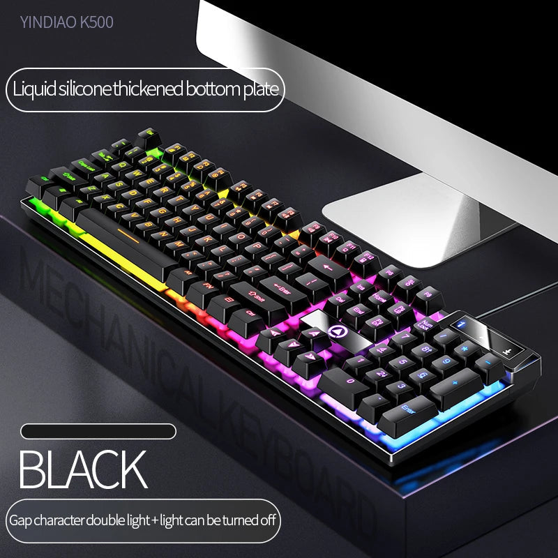 104 Keys Gaming Keyboard Wired Keyboard Color Matching Backlit Mechanical Feel Computer E-sports Peripherals for Desktop Laptop TechVisio