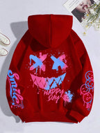 New autumn men's personalized smiling face print comfortable breathable hooded sweatshirt outdoor street fashion hooded sweatshi TechVisio
