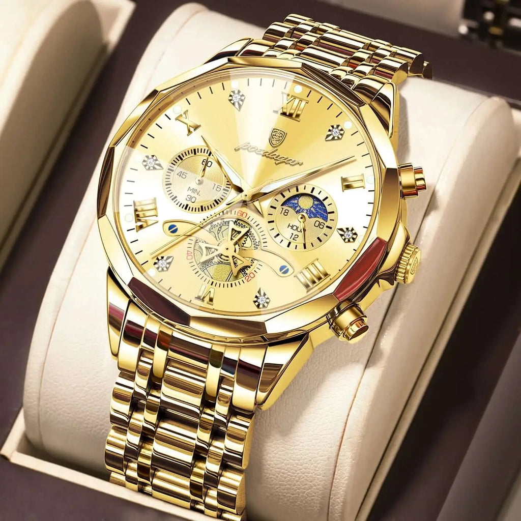 Montre Chronographe Homme – Acier Lumineux Étanche Sport POEDAGAR