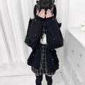Japanese Pearl Gauze Patchwork Coats Women Y2k Aesthetic Lace Rabbit's Ears Jackets Casual Oversized Harajuku Kawaii Hoodies Top TechVisio