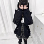 Japanese Pearl Gauze Patchwork Coats Women Y2k Aesthetic Lace Rabbit's Ears Jackets Casual Oversized Harajuku Kawaii Hoodies Top TechVisio