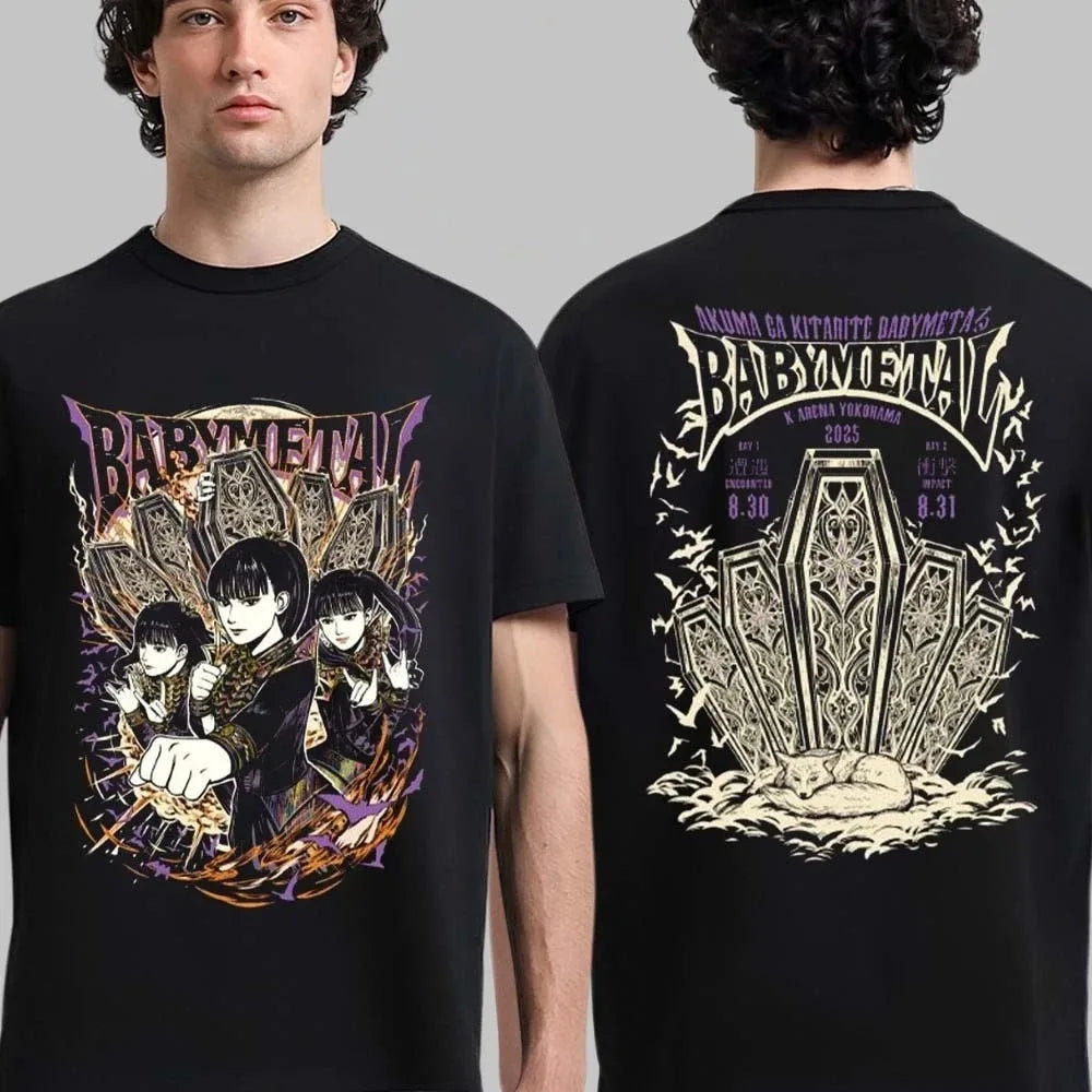Japanese Metal Idol Group BABYMETAL Mange Poster Graphic Print T-shirt Men Women O-neck Cotton Fashion Tee Oversized Summer Tops TechVisio
