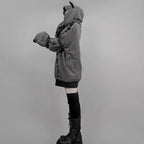 Y2K Women's Zip-Up Hooded Sweatshirt Streetwear Punk Rivet Design Casual Fashion Jacket TechVisio