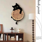Cartoon Cat Wall Clock Creative Cat Tail Swing Wall Clock Quartz Mute Wall Clock Home Decoration Living Room Bedroom Decoration TechVisio