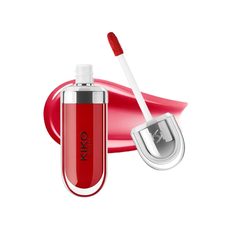 Original Kiko 3D Mirror Lip Glaze Waterproof Non Fading and Non Stick Cup Gentle Bean Paste Color Fine Shiny Point Charm Red TechVisio