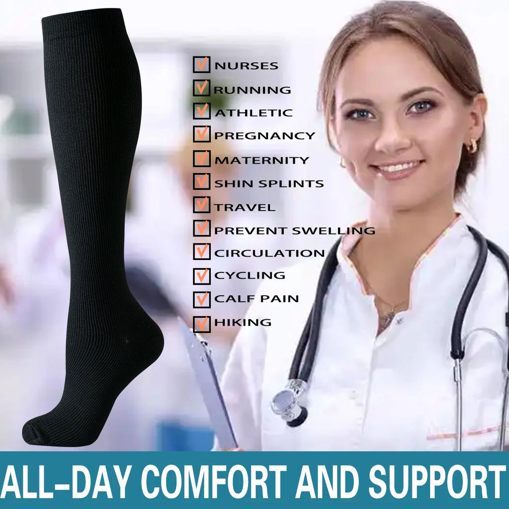 Chaussettes Compression Genoux – Pack 6 Paires Nylon