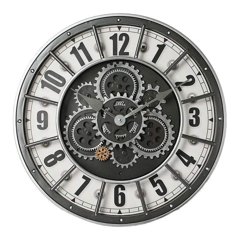 Retro Industrial Roman Wall Clock Gear Rotation Clock Living Room Decorative Wall Clock Stylish Silent Wall Clock Quartz Clock TechVisio
