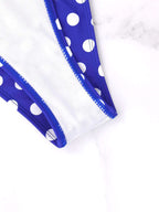 2 Pcs/Set Women's Beach Swimsuit Bikini Set Summer Blue And White Polka Dot Pattern Swimsuit Vacation Casual Lady's Bikini Set TechVisio