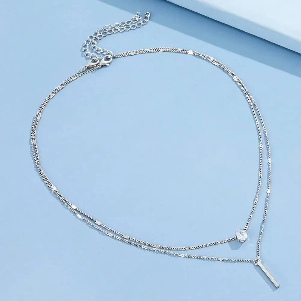 Collier Pendentif Zircon Cœur – Multicouche Choker Tendance Femme DAIPAN