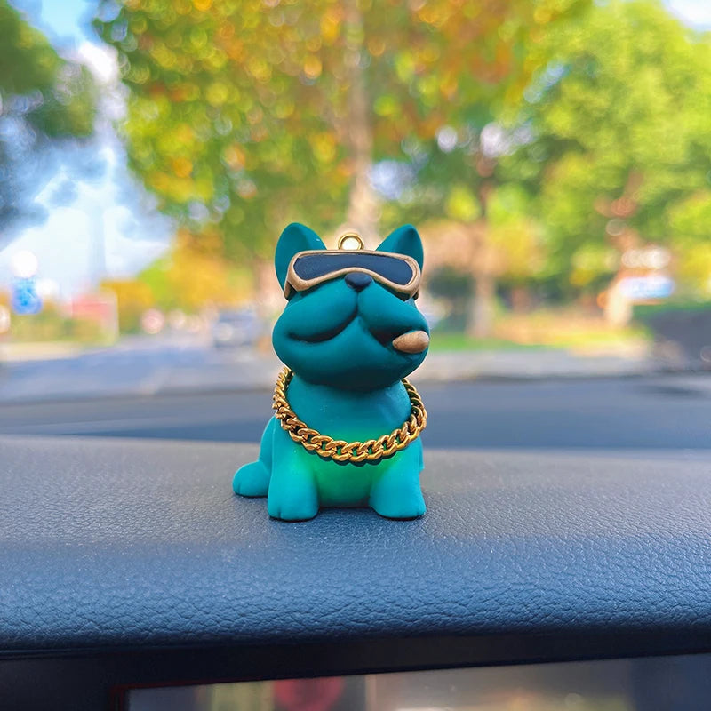 Figurine Bulldog Résine Tableau de Bord – Déco Voiture, 3 Coloris