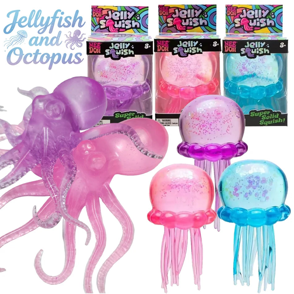 Squishy Méduse & Pieuvre Kawaii Jelly Water Anti-Stress – Boîte Cadeau TechVisio