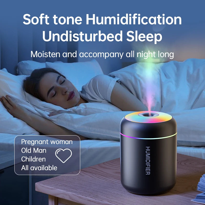 Mini Humidificateur USB Aromathérapie 180ml – Silencieux, Noir & Blanc