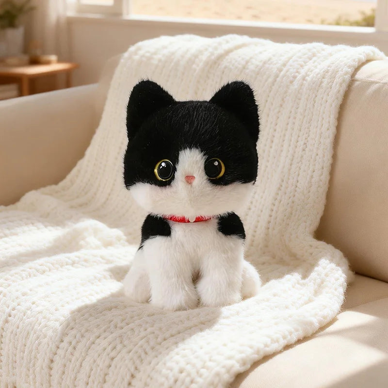 Cute Sitting Pose Kitten Plush Toys Soft Fluffy Cartoon Pet Cat Doll Lovely Office Desktop Decor Funny Gift To Family Accompany TechVisio