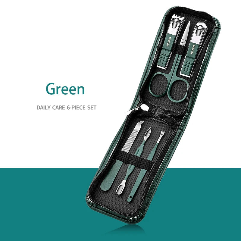 6-9 Pcs Manicure Set With Leather Case Professional Foot And Face Care Tool Kits Stainless Steel Nail Clipper Sets Gift TechVisio