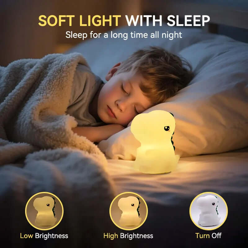 Veilleuse Dinosaure – Lumière Colorée ou Chaude, Minuterie & Rechargeable TechVisio