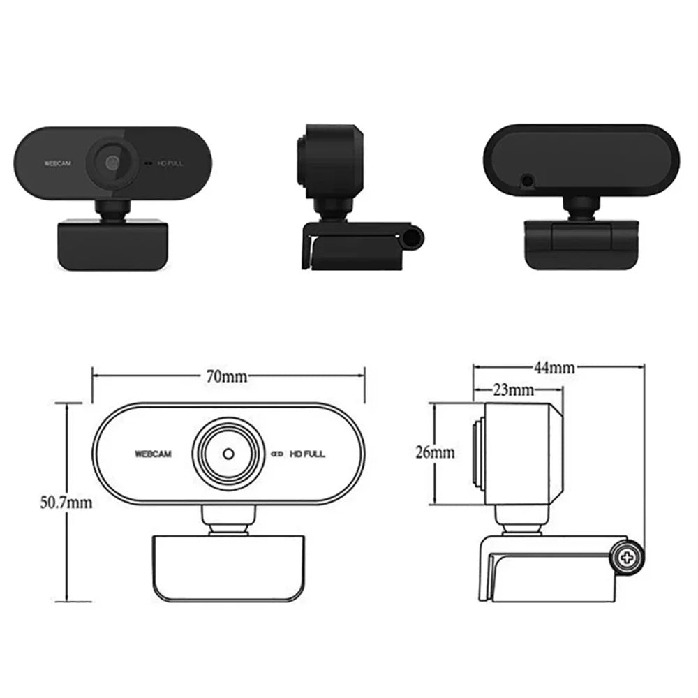 Webcam USB HD Autofocus – 480P à 2K, Micro Intégré, PC/Laptop/Mac