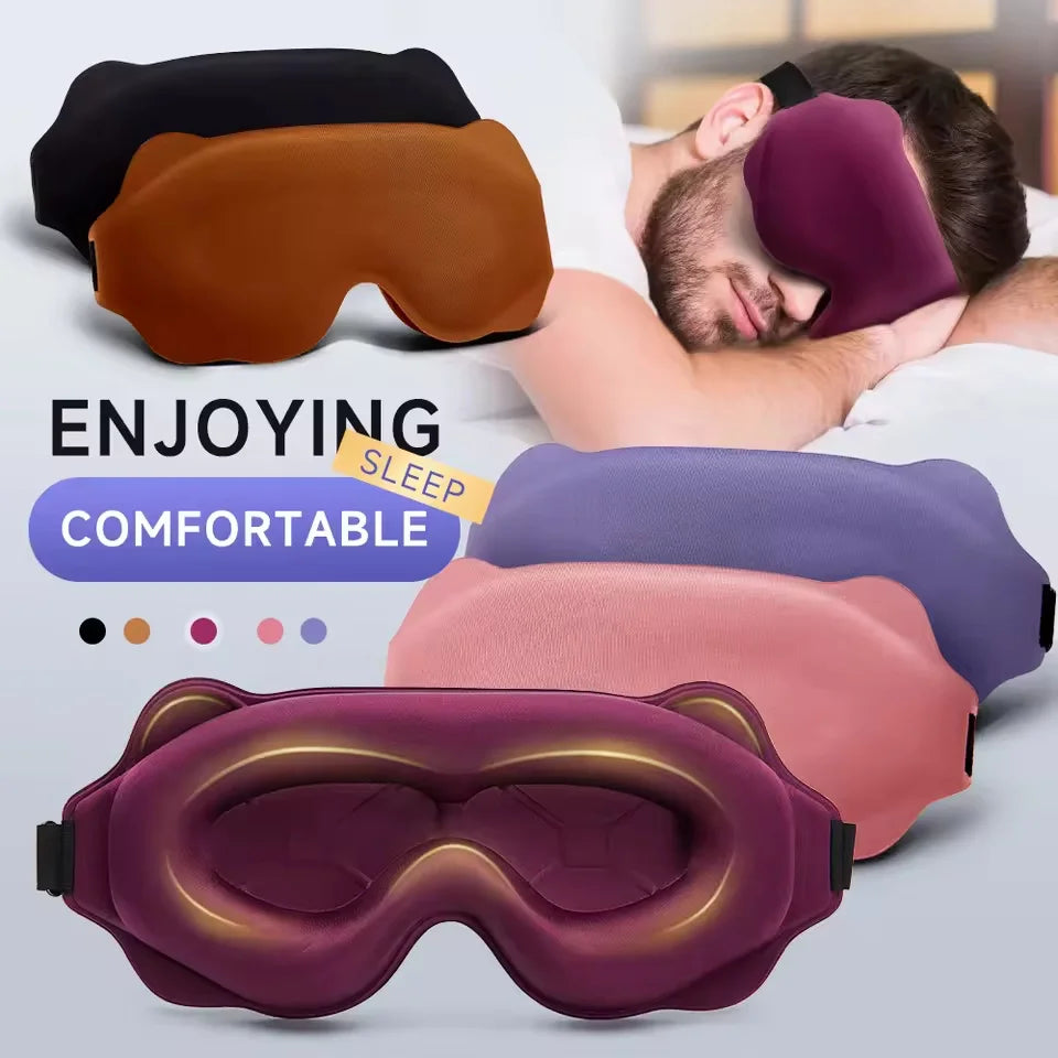 3D Contoured Sleep Mask – 100% Blackout | Zero Pressure | 6 Colors