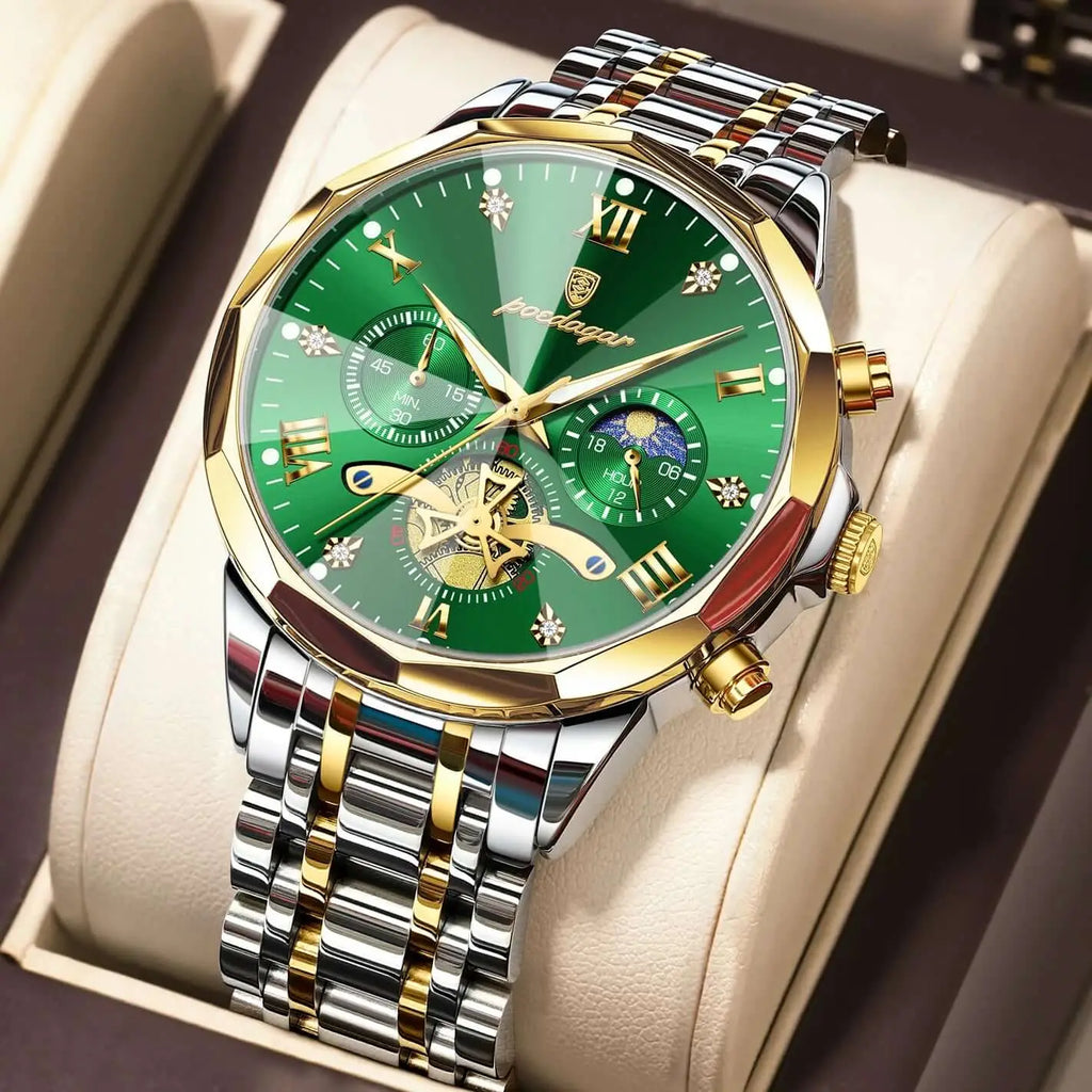 Montre Chronographe Homme – Acier Lumineux Étanche Sport POEDAGAR
