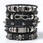 Set 5 Bracelets Punk Cuir Tressés TechVisio
