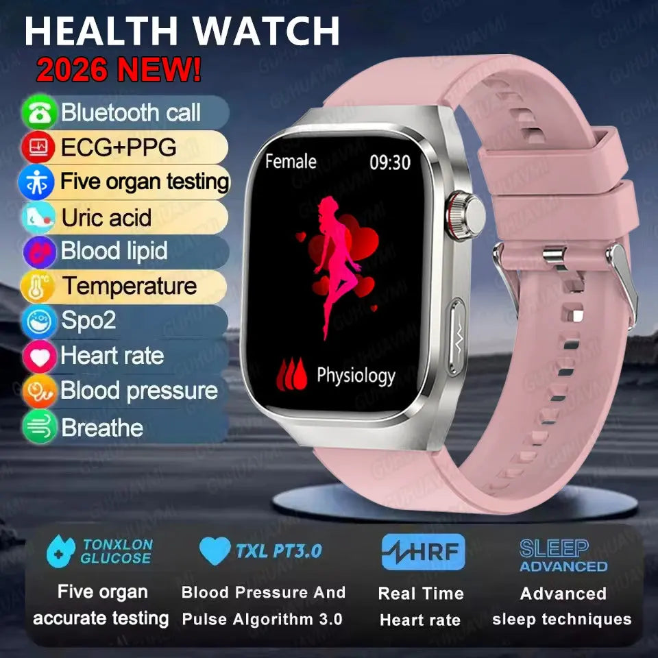 Montre Connectée Santé IA – ECG, SpO2, AMOLED, IP68 TechVisio
