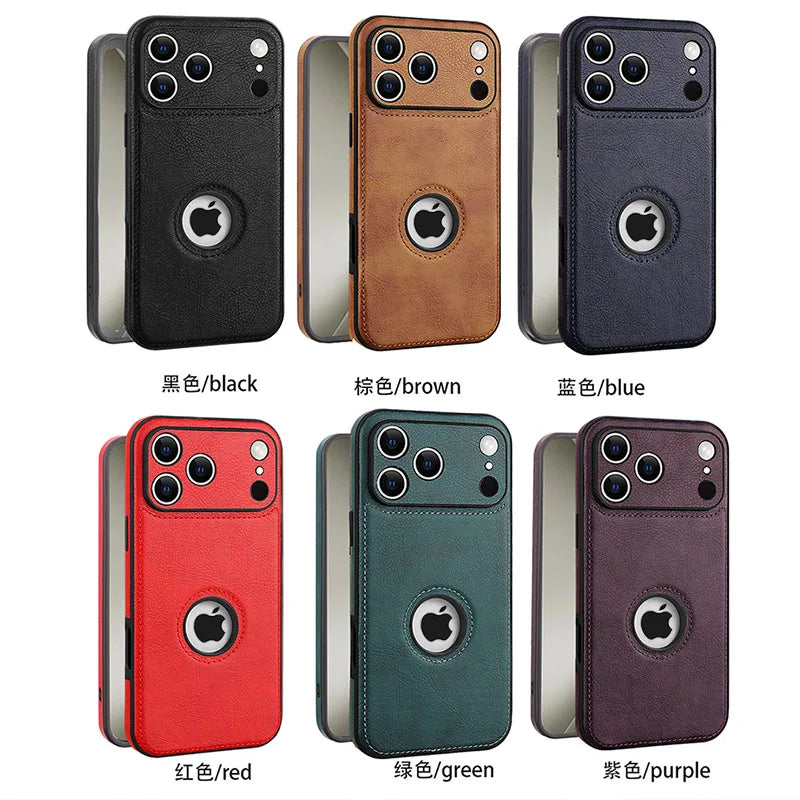 High Quality PU Leather Case for Apple iPhone 17 Pro Max 11 12 13 14 15 16 Plus Logo View Luxury Business Mobile Phone Cover TechVisio