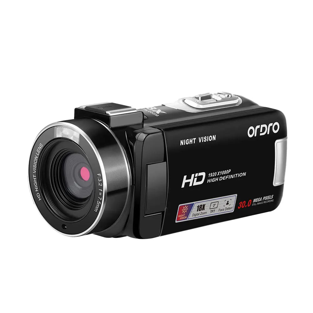 Caméscope ORDRO B320 – Full HD 1080P | Vision Nocturne IR | Zoom 18x