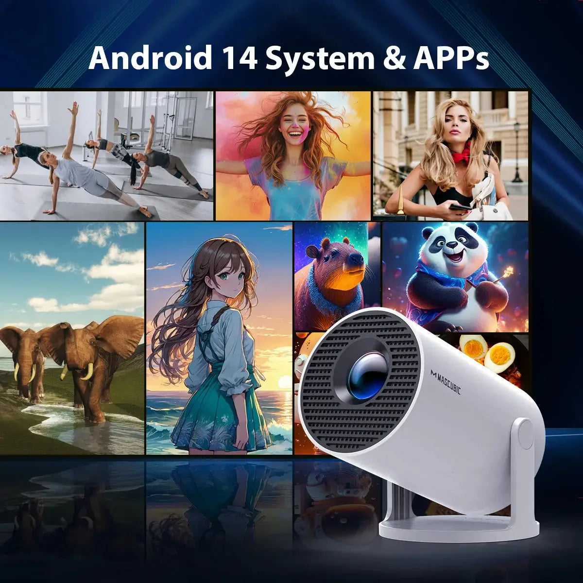 Magcubic HY300 Pro – Mini Projecteur Android 14 | Wi-Fi 6 | 200" | 290 ANSI TechVisio