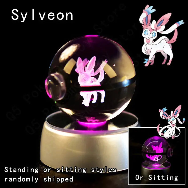 Boule de Cristal Pokémon 3D LED – 36 Personnages, Socle Lumineux, Cadeau TechVisio