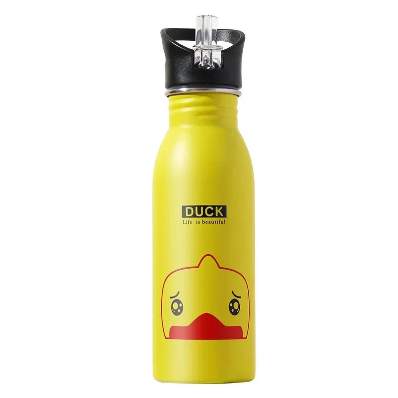 500ML Stainless Steel Water Bottle with Straw Kawaii Water Bottle Children's Sport Bottle Leak Proof Durable Kettle Eco-Friendly TechVisio