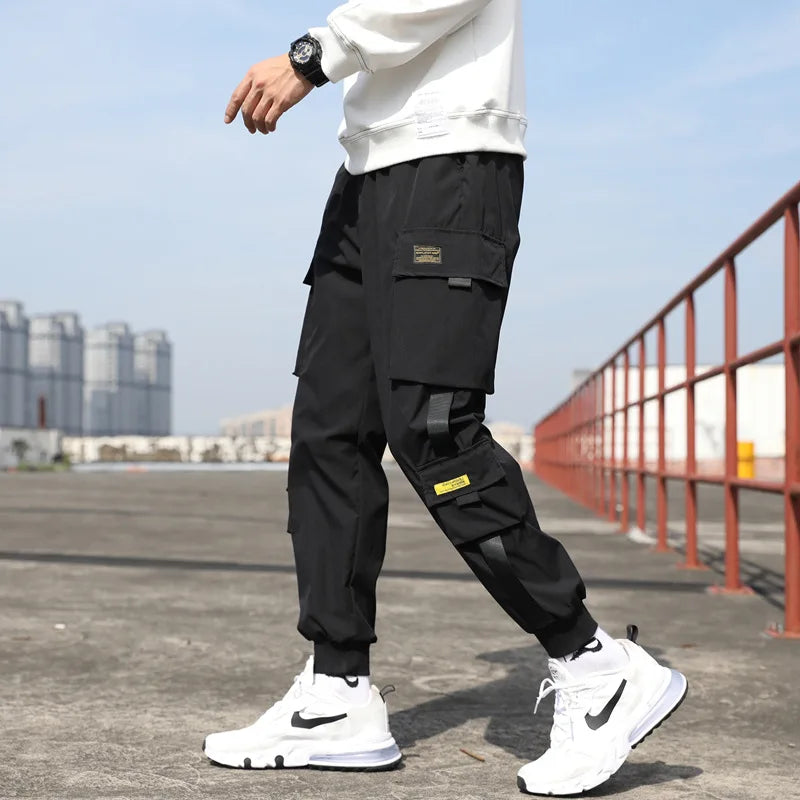 Thin Streetwear Casual Pants Men Ribbons Harem Jogging Pants Male Slim Fit Spring Cargo Pants Multi-Pockets Women Trouser Jx1 TechVisio