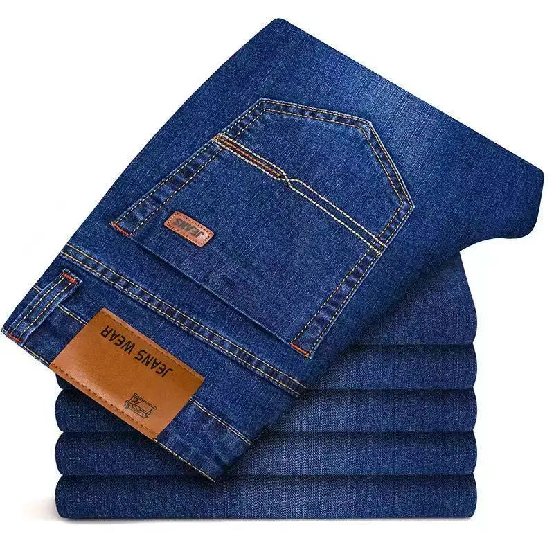 2025 New Business Men's Jeans Casual Comfortable Straight Stretch Fashion male Classic Premium Blue Black Denim trousers TechVisio