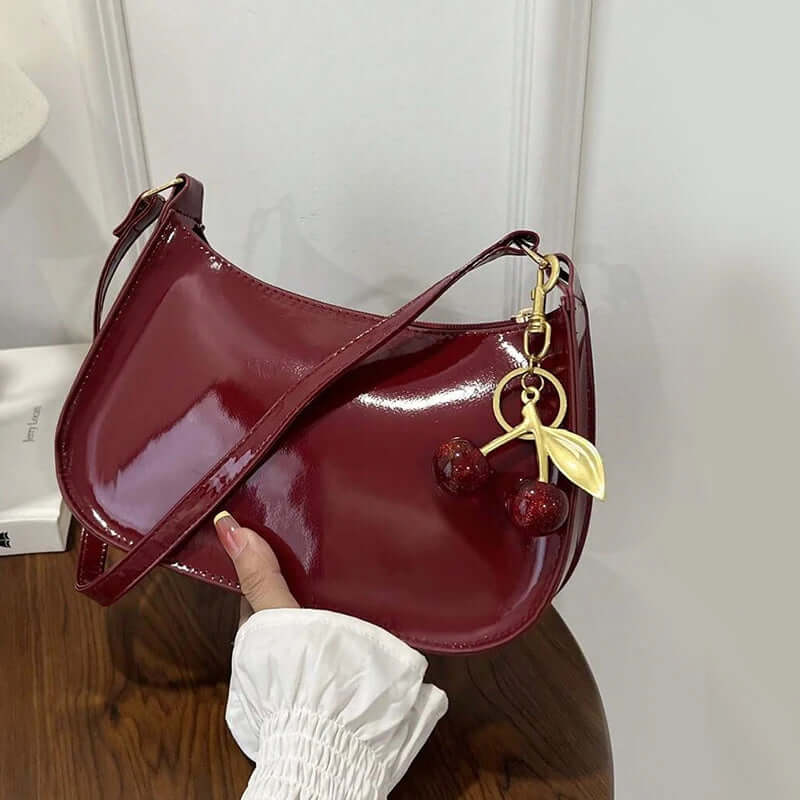 Sac à Main Femme Cuir PU Pendentif Cerise – Bandoulière Casual | 3 Coloris TechVisio