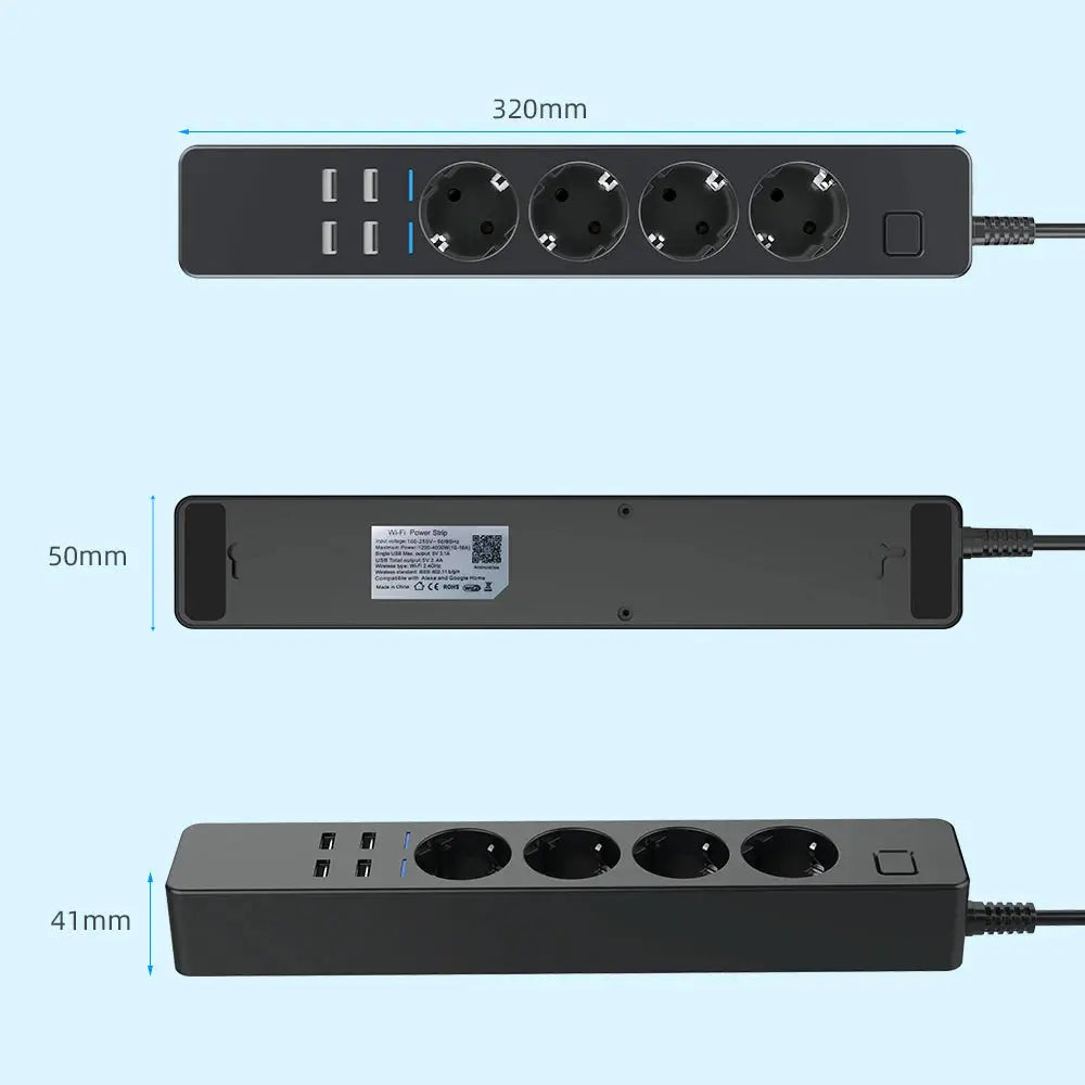 Multiprise Connectée WiFi YITOM – 4 Prises EU + 4 USB | Alexa Google Home TechVisio