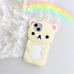 Cartoon Rilakkuma Bear Silicone Soft Cover Case For iPhone 17 16 15 14 13 12 11 Pro Max Plus Xs XR 6 7 8 Plus 5 5S 4 4S TechVisio