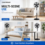 45W Standing Fan with Remote Control 43cm 5 Blades Floor Fan 3 Speeds 3 Modes Timer Oscillation Adjustable Height TechVisio