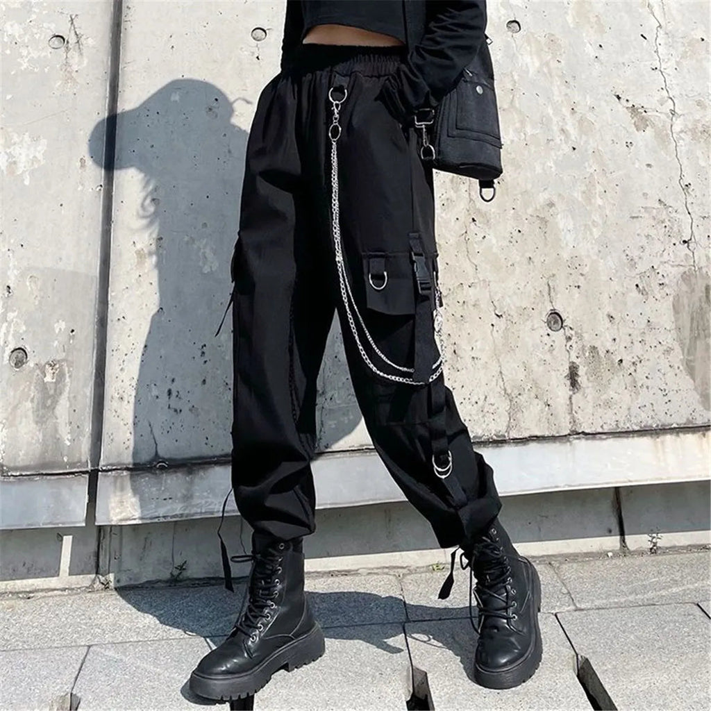 2025 Hip Hop Cargo Pants Men Women Baggy Tactical Trouser With Nwcklace Fashion Stududet Summer Outwork Joggers Trouser Female TechVisio