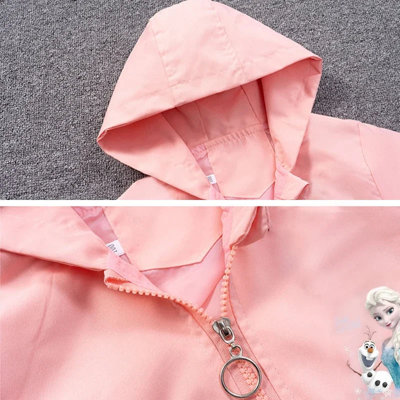 Fashion Girls Jacket Spring Aututmn Cartoon Anna Elsa Zipper Hooded Windbreaker Coat For 2-7 Years Kids Child Outerwear Clothing TechVisio